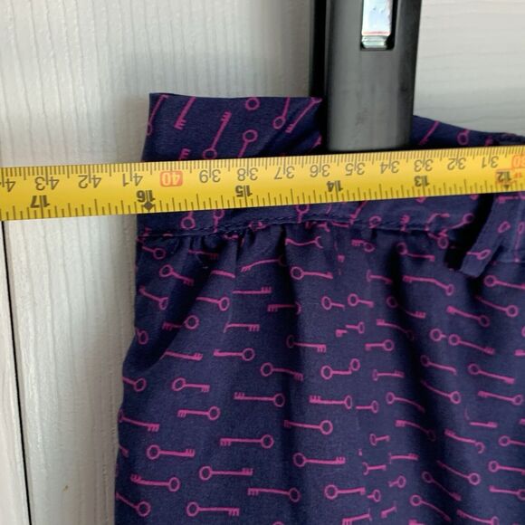 Xhilaration Skirt Large Blue With Purple Skeleton Keys button front belt loops - Picture 11 of 14